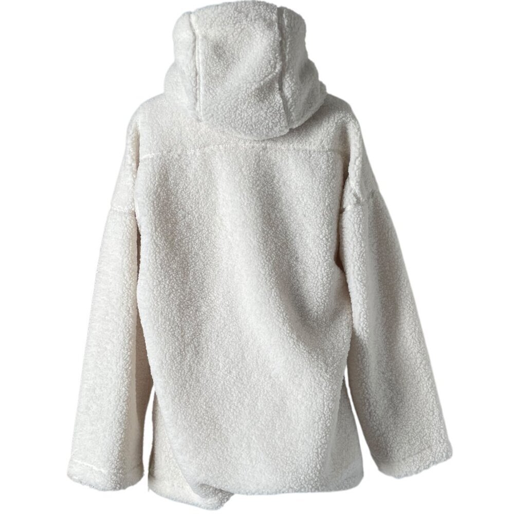 The White Company Borg Oversized Sherpa Hoodie Cream Pullover Funnel Neck Size S - Picture 5 of 8